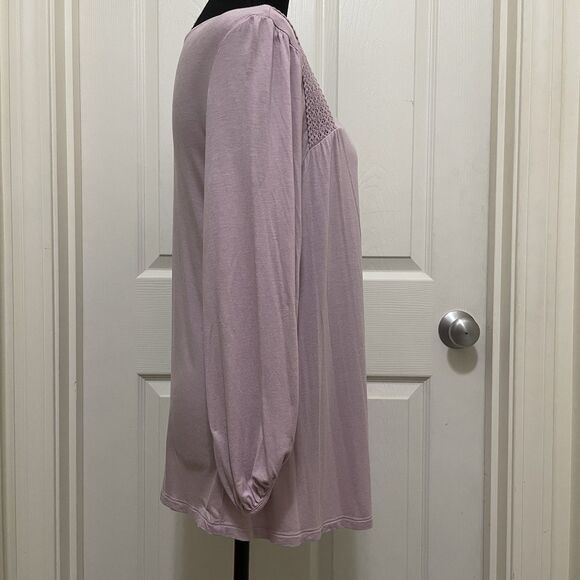Old Navy Lilac Boho Flowy Blouse Top Crochet Trim 3/4 Sleeve Women's Medium M - Picture 3 of 7